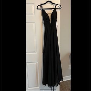 Black chiffon dress with slit lace up